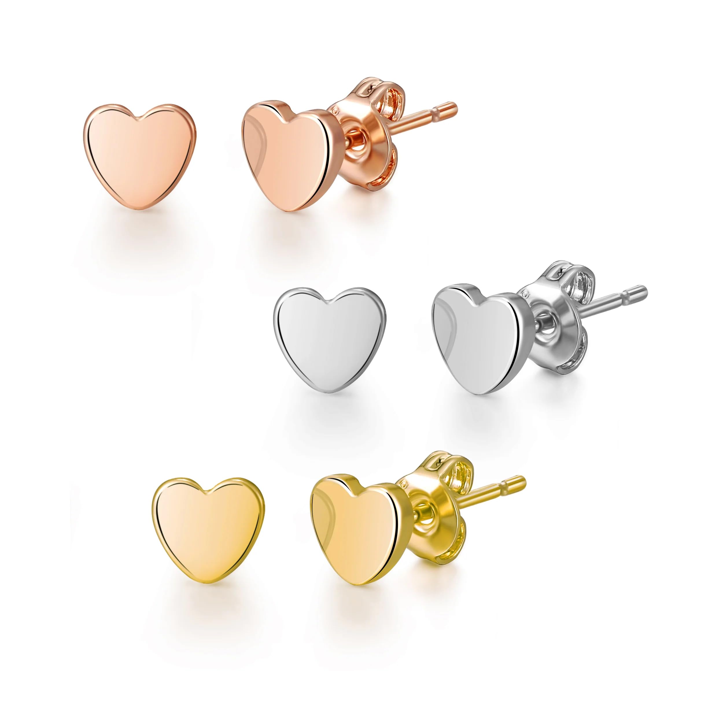 Philip Jones Set of Three Heart Stud Earrings