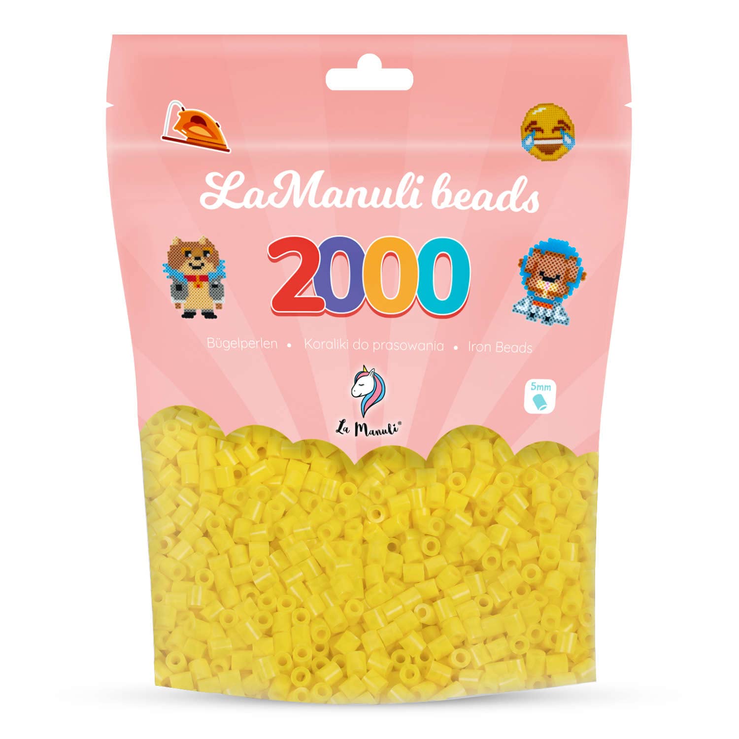 La Manuli Fuse Beads, Approx. 2000 Pieces Midi (5mm) Ironing Beads in a Resealable Bag