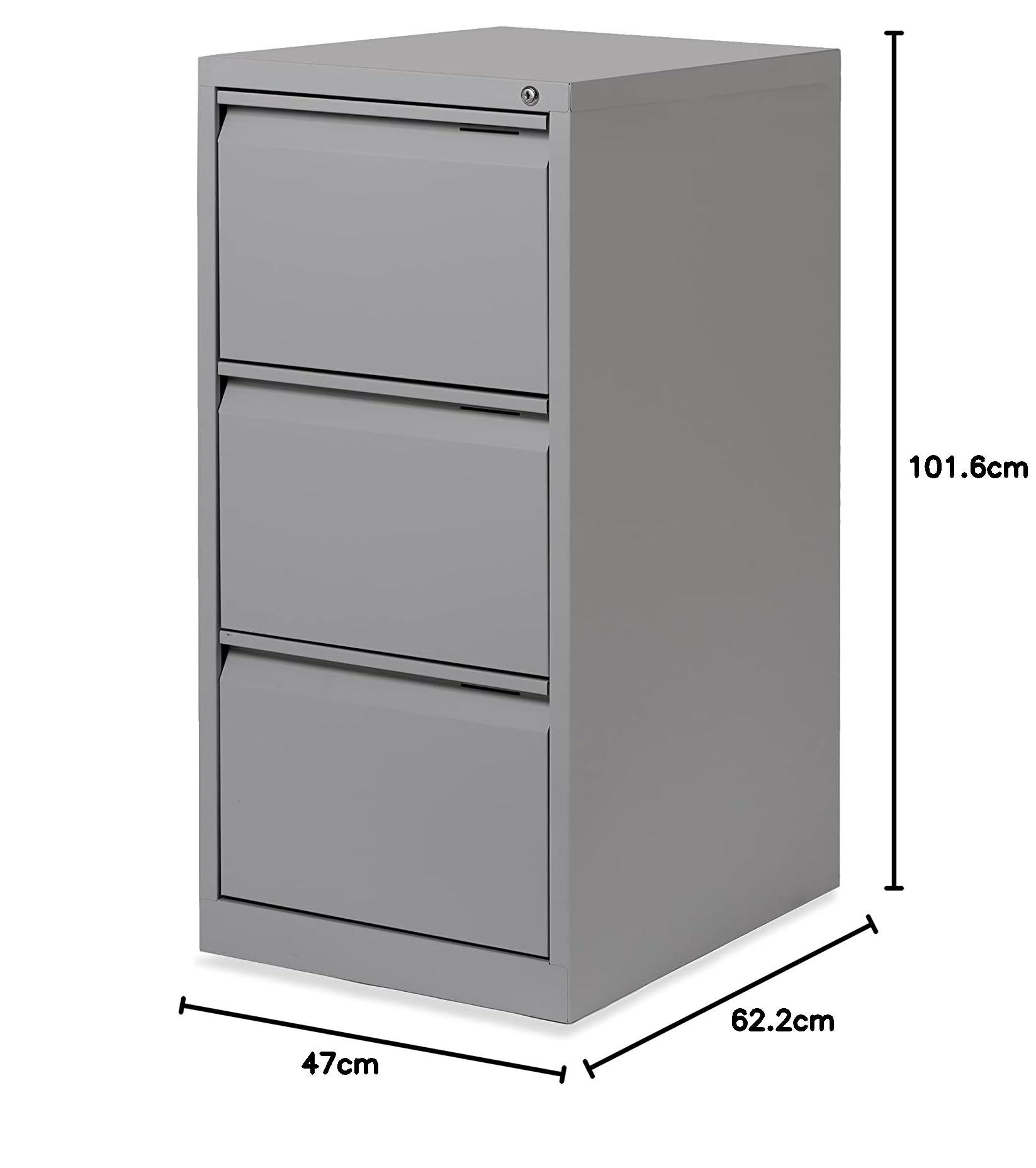 Rocada | Raccoglitore metallico per cartelle sospese | Armadietto archivio mobili ufficio | 3 cassetti| Armadi con serratura | 47 x 62 x 102 cm - Grigio
