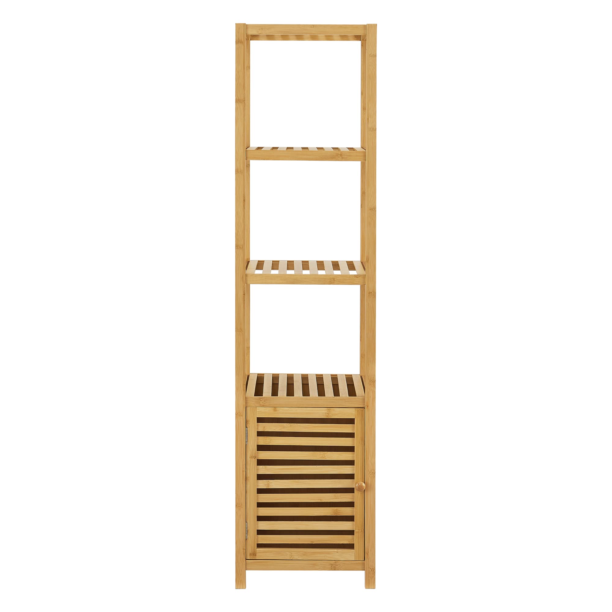 [en.casa] Mobile a Terra da Stoccaggio (AxLxP) 140 x 34 x 33 cm Organizzatore con Anta e 4 Ripiani - Mobile in bambù per Bagno