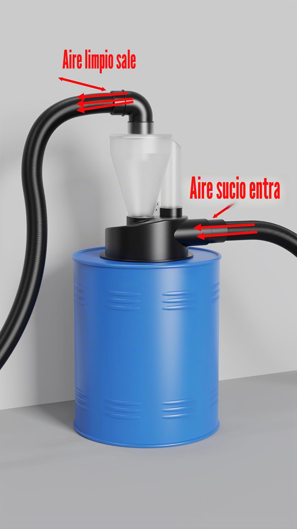 Colector de polvo ciclónico de doble filtrado, actualización del colector de polvo industrial para taller, carpintería, sistema de extracción shop-Vac y bricolaje