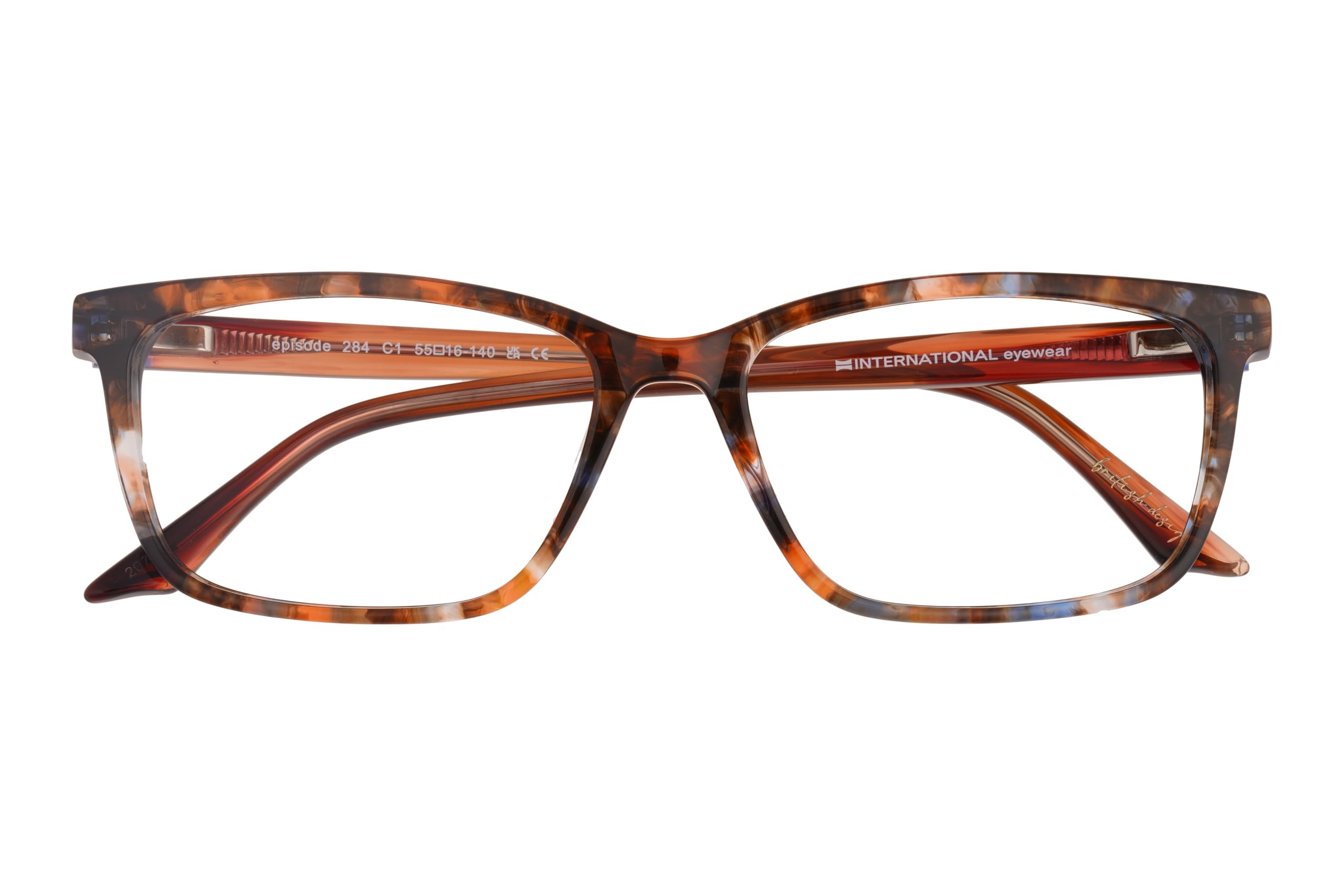 Episode Brille mit Sehstärke für Damen optional mit Sonnenbrillentönung oder Blaulichtfilter, Rechteckig, gefertigt aus Acetat (inklusive Brillenetui)