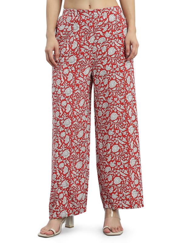 Image of GO COLORS Soft Viscose Printed Palazzo Full Length for Women| Breathable, Mid Rise
