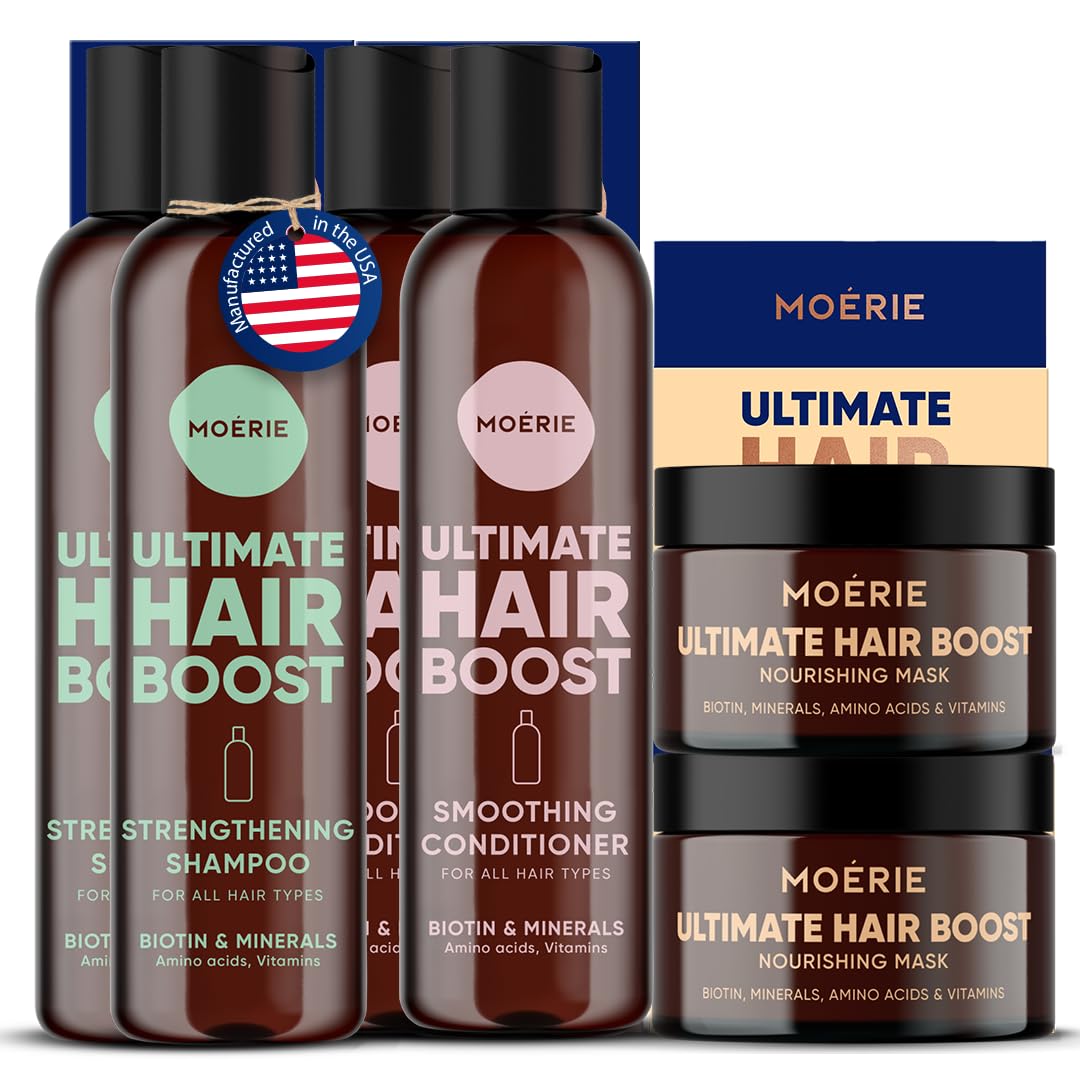 Sponsored Ad - Moerie Ultimate Mineral Shampoo and Conditioner Set - Vegan Friendly, Paraben Free, Hair Growth Products for Longer, Thicker, Fuller Hair - Includes Hair Mask- Double Set