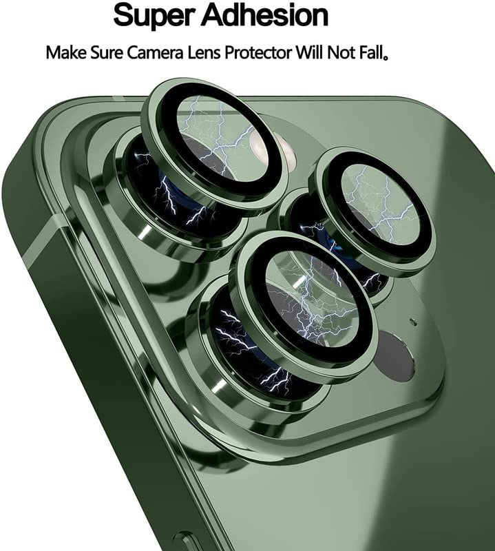 Image of [Dark Green Camera Lens Protector For iPhone 13 Pro /For iPhone 13 Pro Max, Scratch-Resistant Ultra-Thin Tempered Glass with Aluminum Edge, Pack of 3
