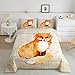 Feelyou Cute Fox Comforter Set Kids Cartoon Fox Comforter for Boys Teens Woodland Fox Bedding Set Breathable Nature Wildlife Orange Duvet Set Twin Size Quilt Set