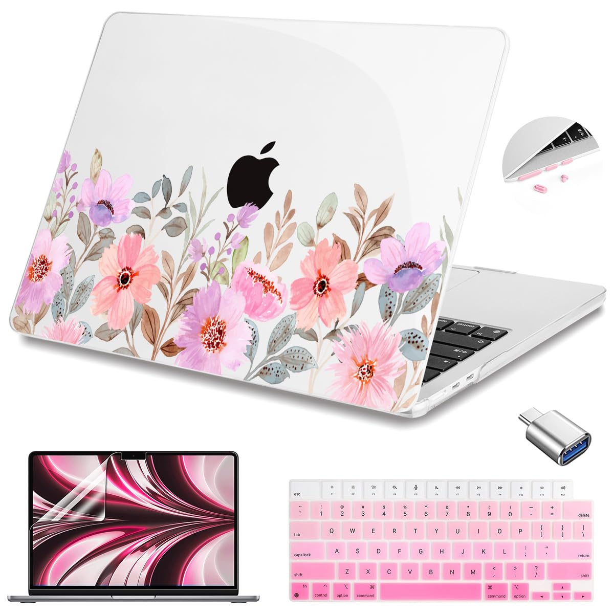 Teryeefi for MacBook Air M4 M3 M2 13 inch Case fits Model A3240 A3113 A2681, Hard Shell for MacBook Air 13.6" 2022-2025 Released Case with Keyboard