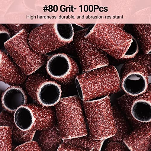 Melodysusie 100 Pcs Nail Drill Bits Sanding Bands For Nail Drill 80 Coarse Grit Nail File Sanding Bands For Acrylic Nails Gel Manicures And Pedicure #TOP2