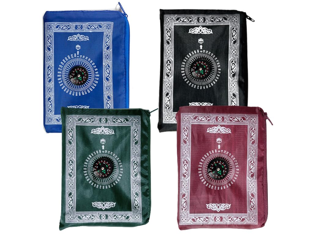Tapis de prière musulman en lot de 4 idéal comme cadeau de Ramadan et Aïd