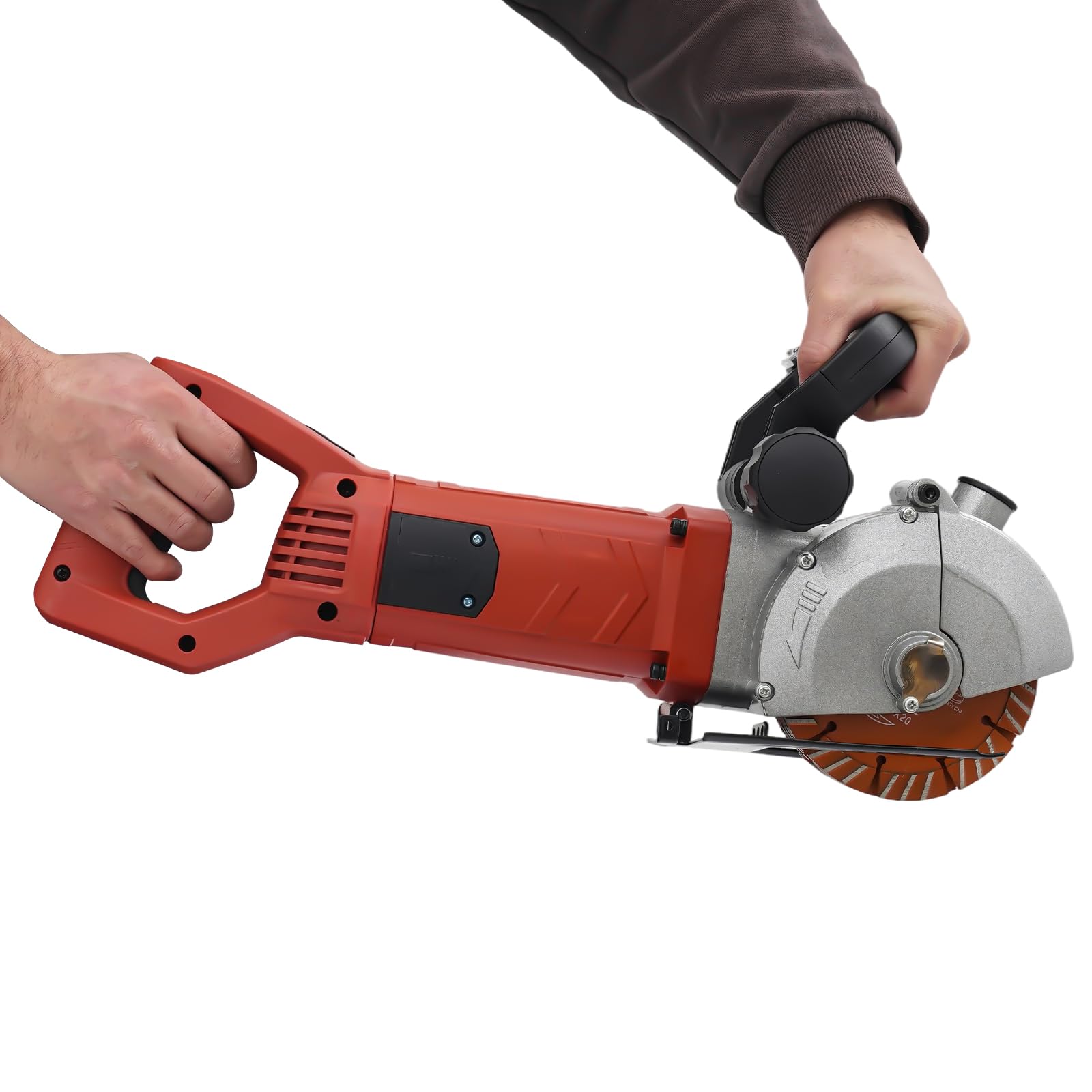 Fresa ranuradora eléctrica de 4800 W, 6200 rpm, con mango, guía de ranura ajustable, para cortar hormigón, mármol, granito, ligero