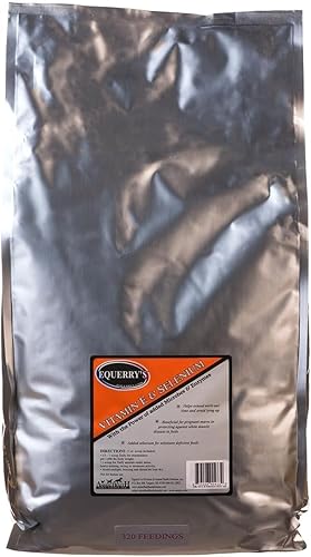 Equerry's Vitamina E y selenio 1 oz. Proporciona 2000 UI de vitamina E y 2 mg de selenio orgánico, 5 libras.