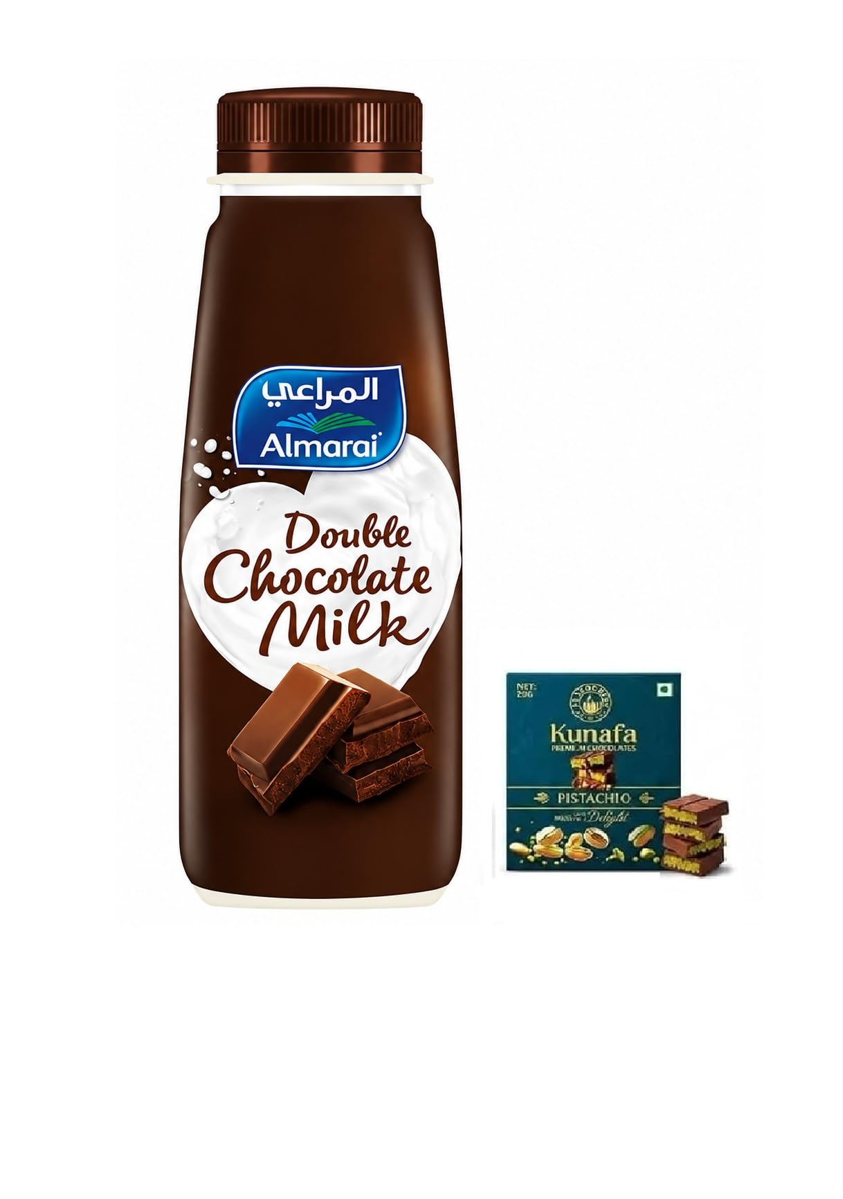 Almarai Double Chocolate Milk, Rich Chocolate Flavoured Milk Drink, Bottle 225ml (Imported Saudi Arabia) With FREE Flavourito Kunafa Chocolate 20g Absolutely From DECADENT FOODS-image-40