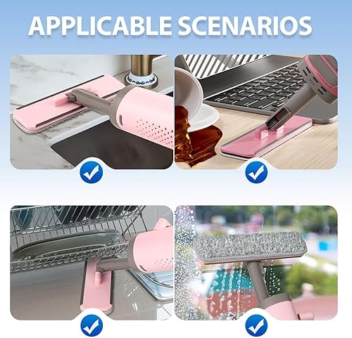 Miniatura 7 de Mini trapeador giratorio con cepillo para hendiduras, mini trapeador portátil 2024, giratorio de 180, sin lavado a mano, para baño, cocina,