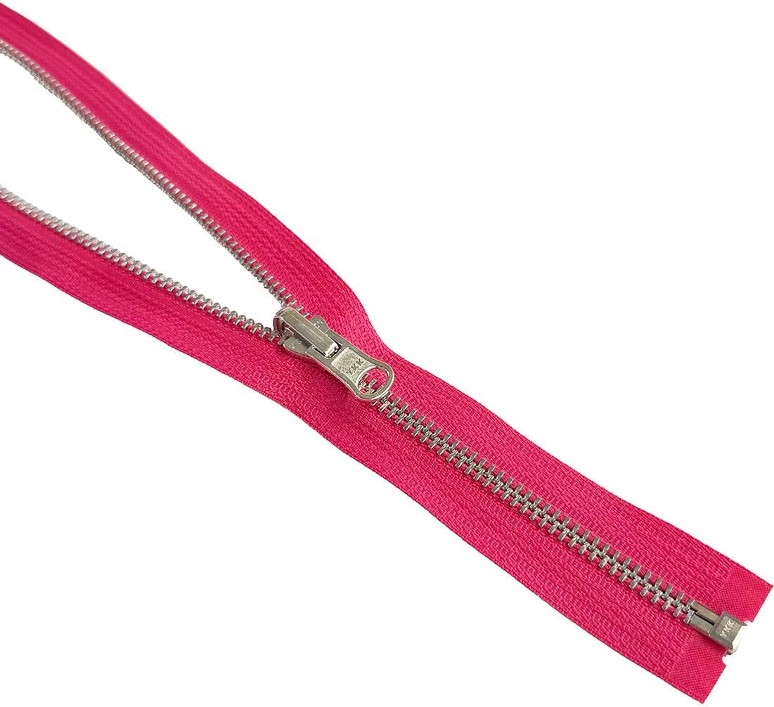 #5 Aluminum Metal YKK Medium Weight Inside/Outside Reversible Slide Jacket Zipper Separating Color Lipstick Pink #516W Choose Your Length (1 Zipper) (Lipstick Pink #516W, 21" Inches) image 4