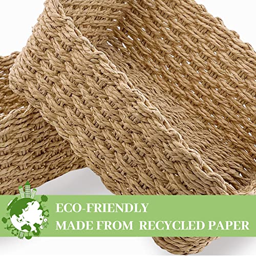 Korb Aufbewahrung Badezimmer Bad Körbchen Aufbewahrungsbox Deko Aufbewahrungskörbe 4er Set aus Gewebtem Recyclebarem Papierseil,für Accessoires Schminke cd tampon Spielzeug(Gelb)