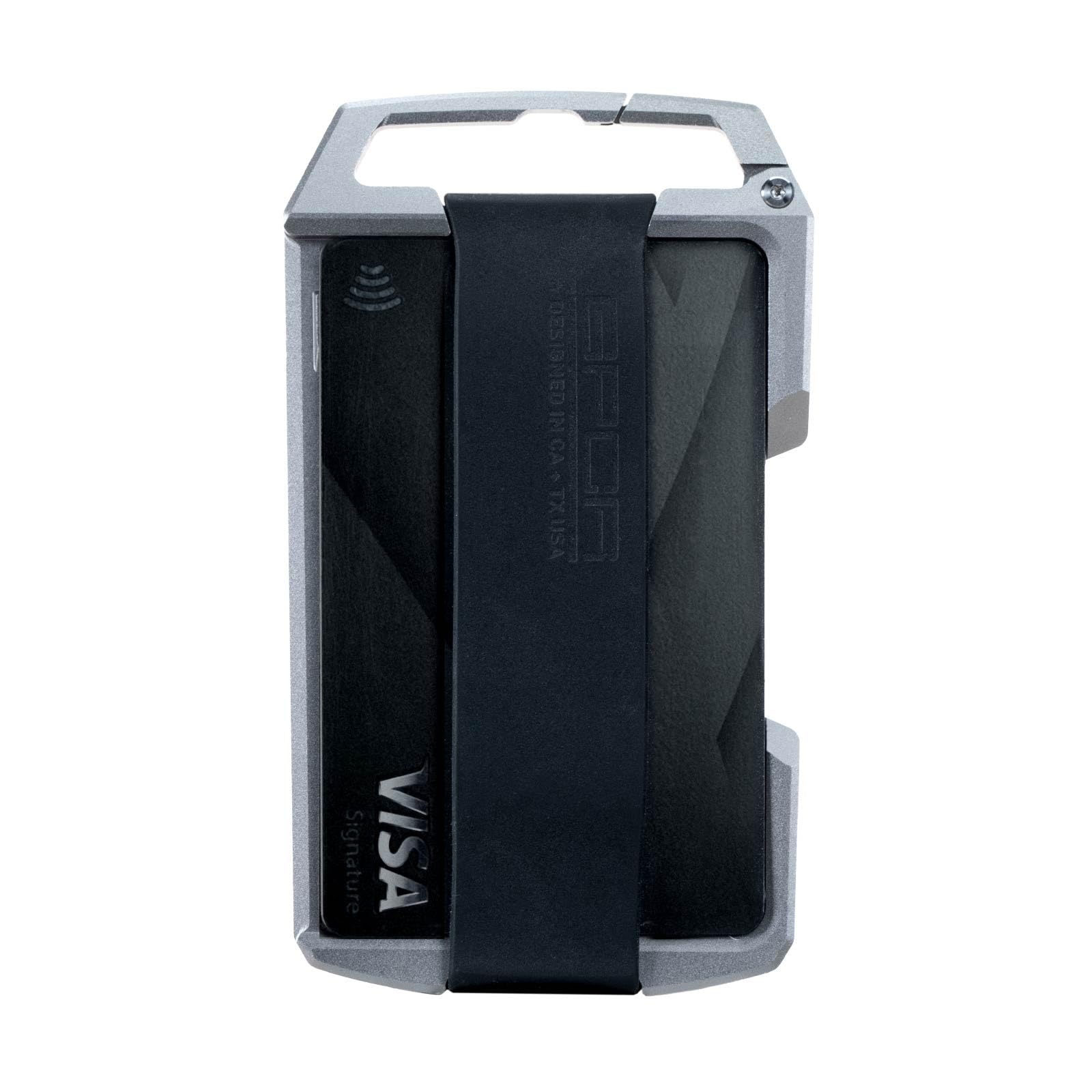 GPCAU1 Slim Wallet for Men, Minimalist Aluminum Credit Card Holder and Badge Holder, Men's Wallet with key chain carabiner and Belt Clip