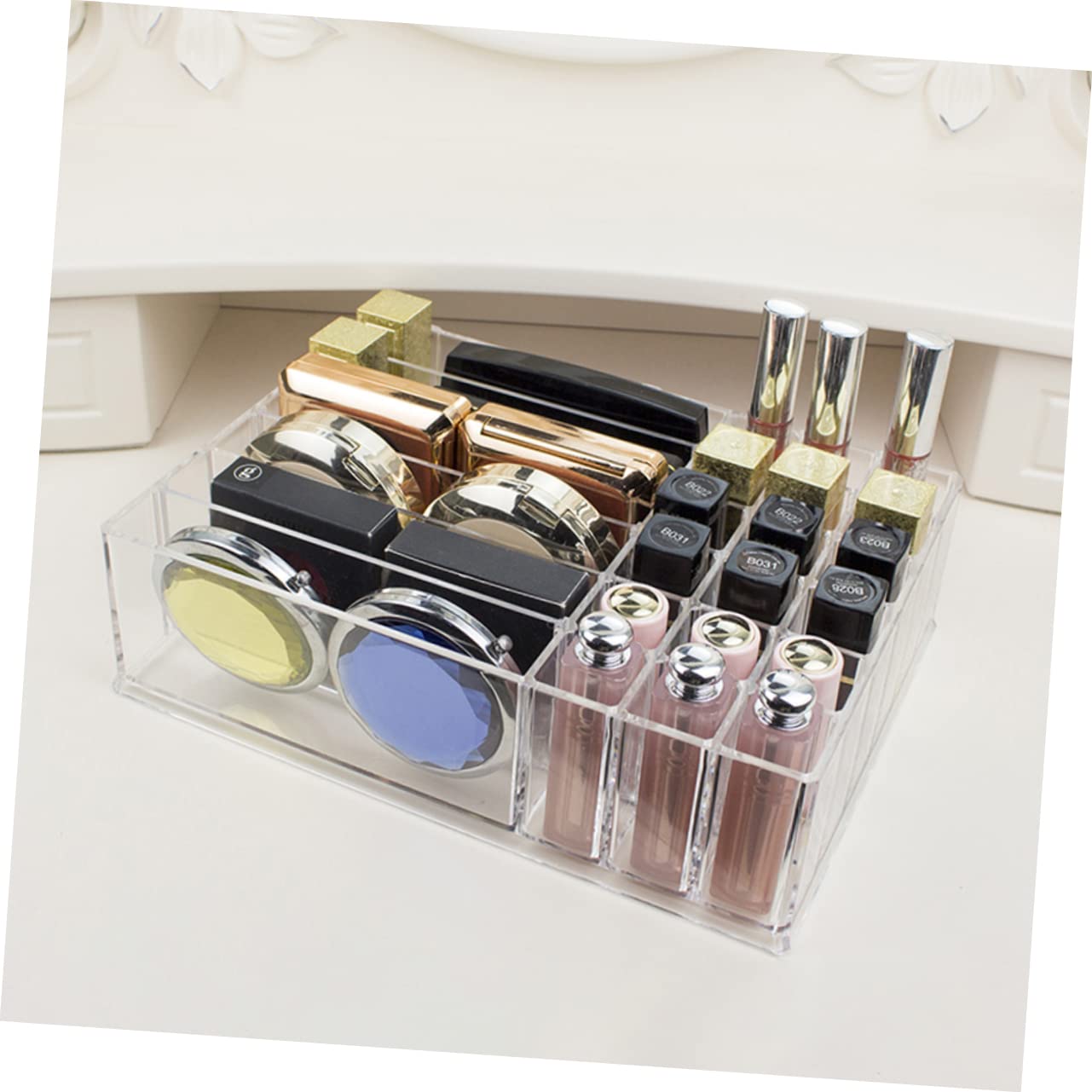Organisateur Cosmétique Rotatif en PS Transparent Design Clair, Support de Rangement Maquillage pour Maison et Boutique, Présentoir Compact pour Produits de Beauté