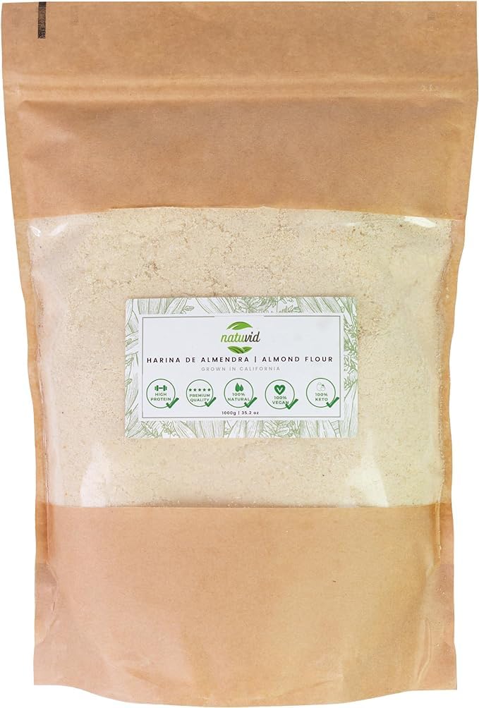 Blanchierte gemahlene Mandeln 1kg Natuvid | KETO | Aus 100% kalifornischen Mandeln | Blanchiert & Nicht entölt | Ideal für Keto & Low-Carb Müsli, Smoothies und saftiges Backen | Vegan
