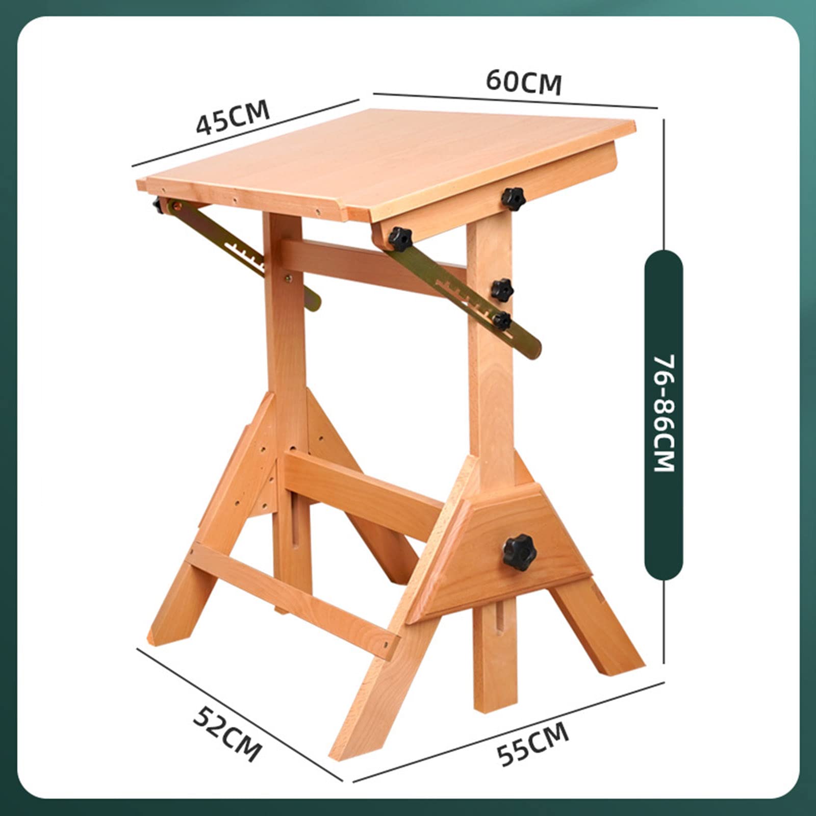 Tavolo da disegno, tavolo extra large per lavori artistici con piano inclinabile, altezza regolabile, protezione dei bordi, scrivania da studio per opere d'arte