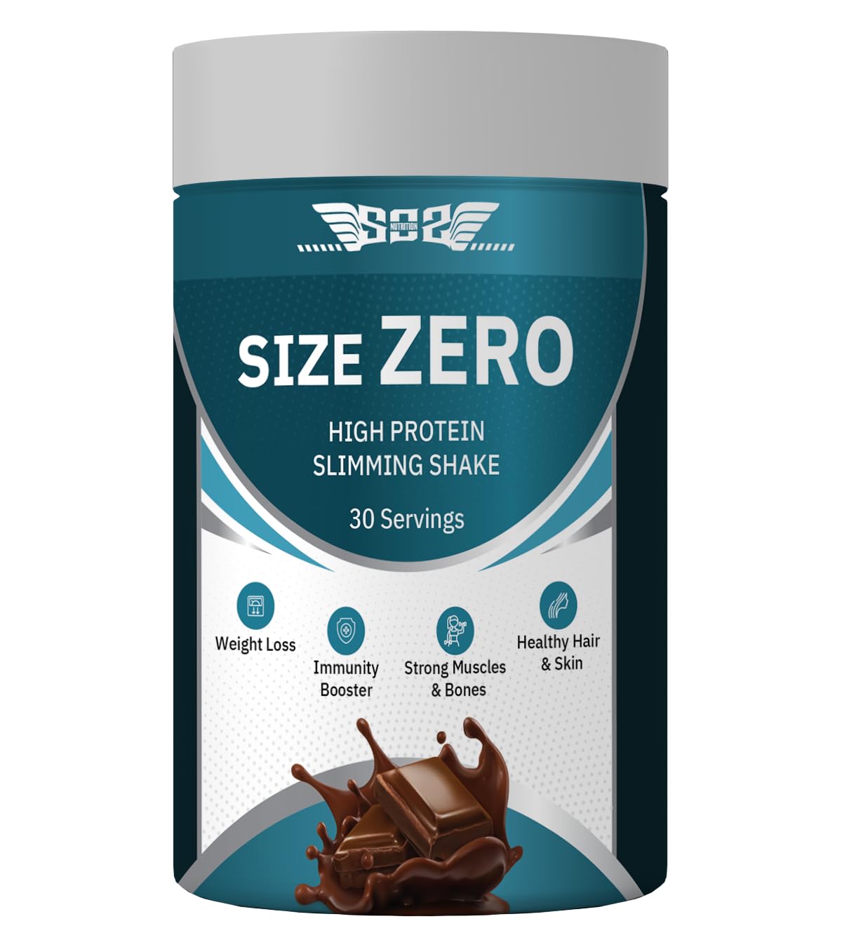 SOS Nutrition Size Zero High Protein Slimming Shake | Health Supplement Nutritional Whey Protein, Plant Protein Mix For Adults (300 gm) with Herbs, Multivitamin to Support Strength, Immunity & Active Life (Chocolate)-image-15