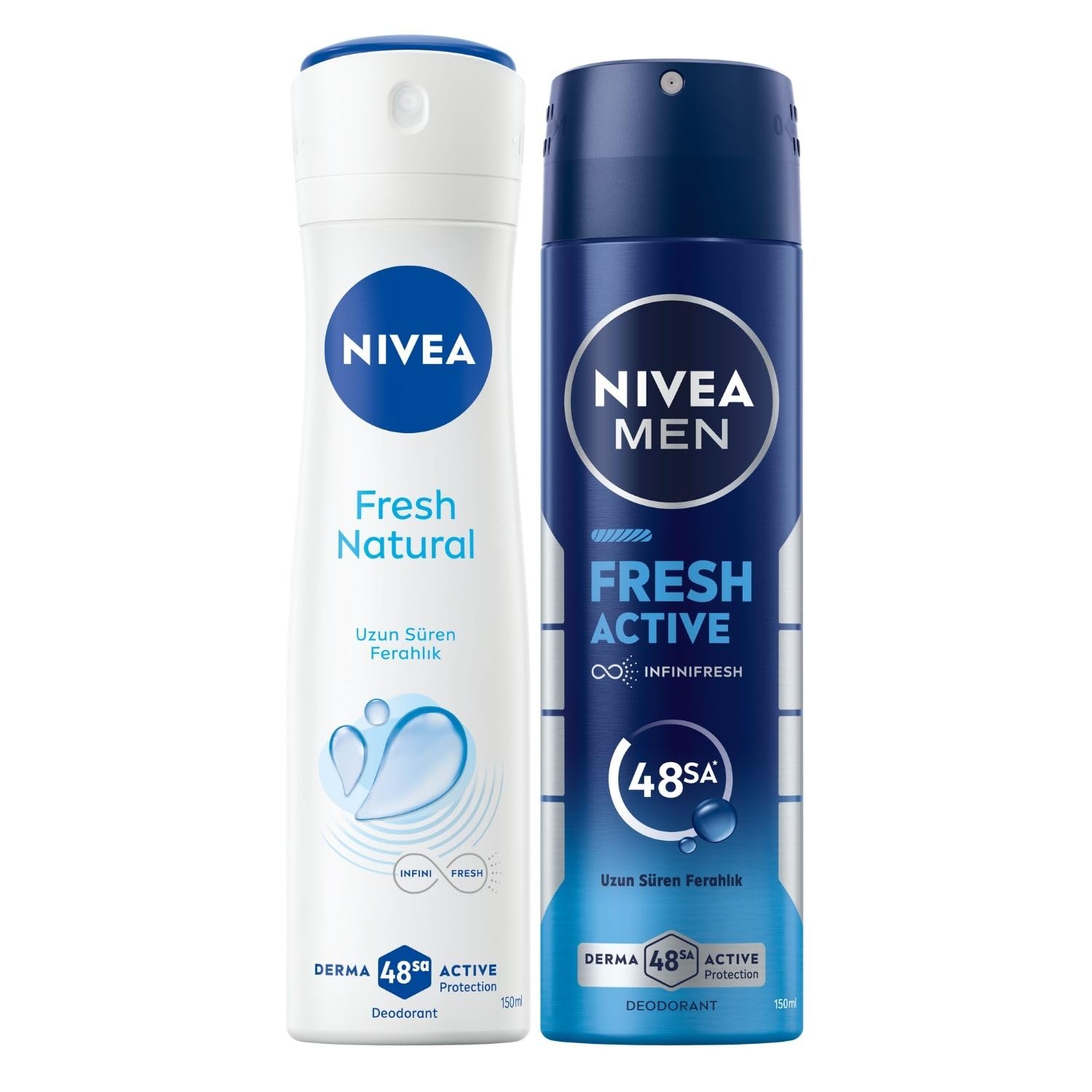 NIVEA Men Erkek Sprey Deodorant Fresh Active 150ml + NIVEA Kadın Sprey Deodorant Fresh Natural 150 ml