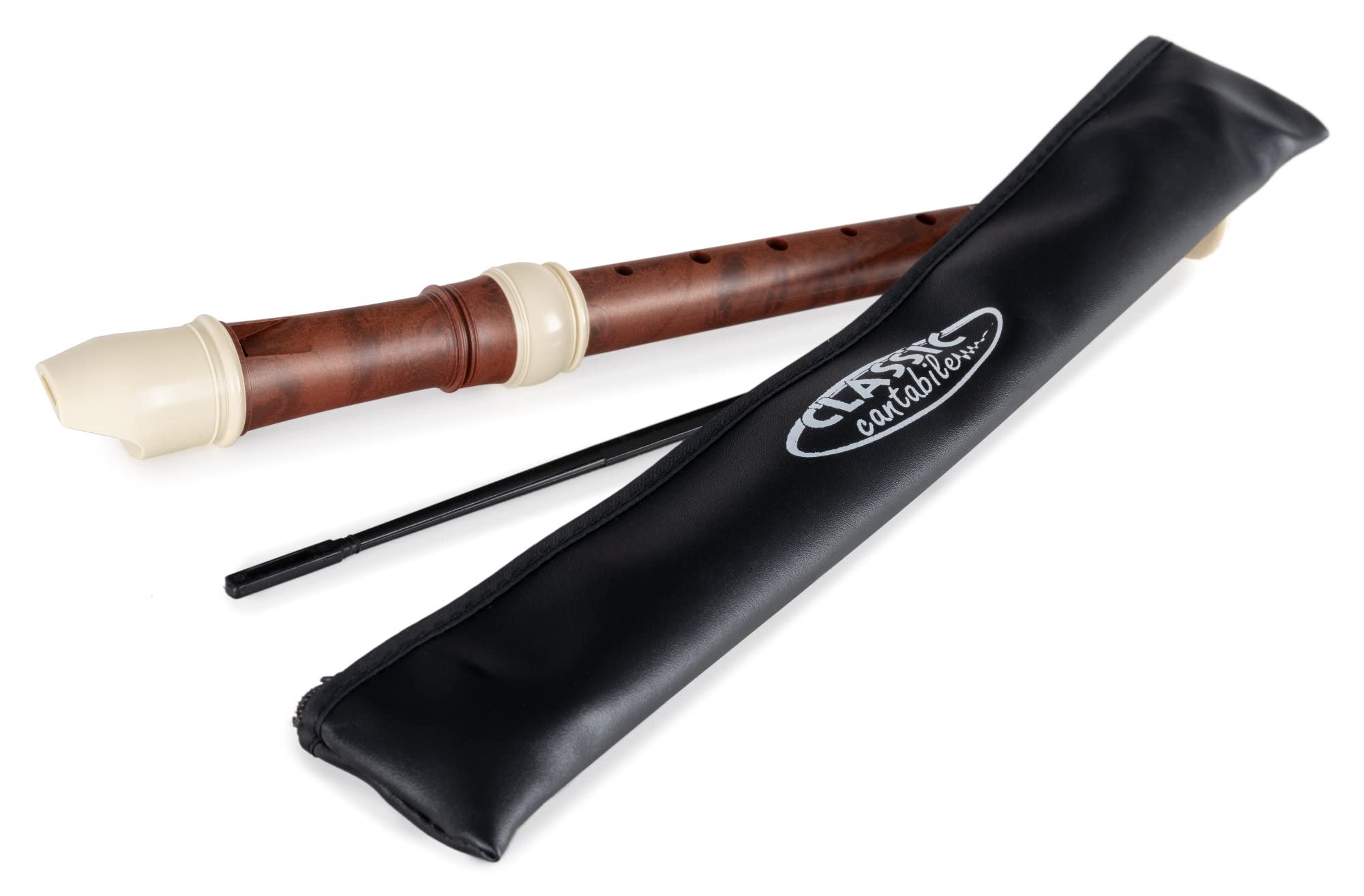 Classic Cantabile Stellina flet prosty sopranowy – C-sopran – barokowy uchwyt – flet blokowy z tworzywa sztucznego – idealny dla początkujących i zaawansowanych – torba, pręt wycieraczki i tabela