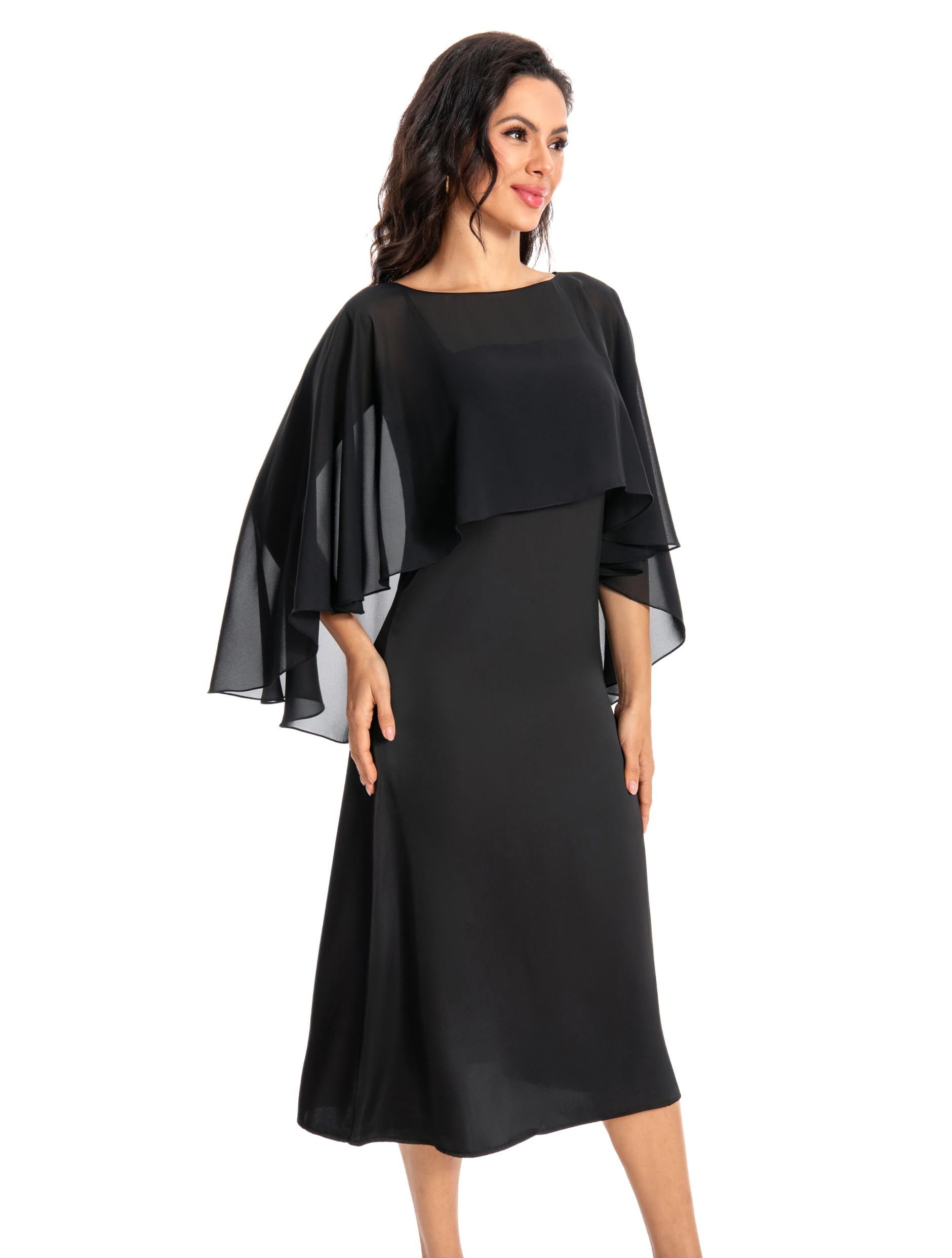 Baoqiya Women's Capelet Shawls and Wraps for Evening Dresses Soft Bridesmaid Shawl Chiffon Cape Wedding Cover Up