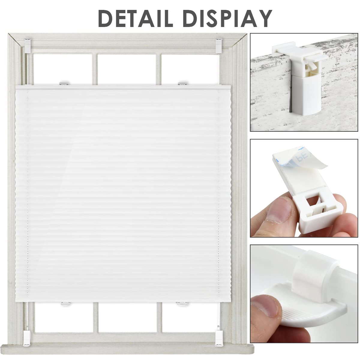 Lot De 16 Supports De Fixation Pour Stores Plissés - Blanc - Pour Fenêtres En Bois Ou PVC (épaisseur Max 20 Mm)
