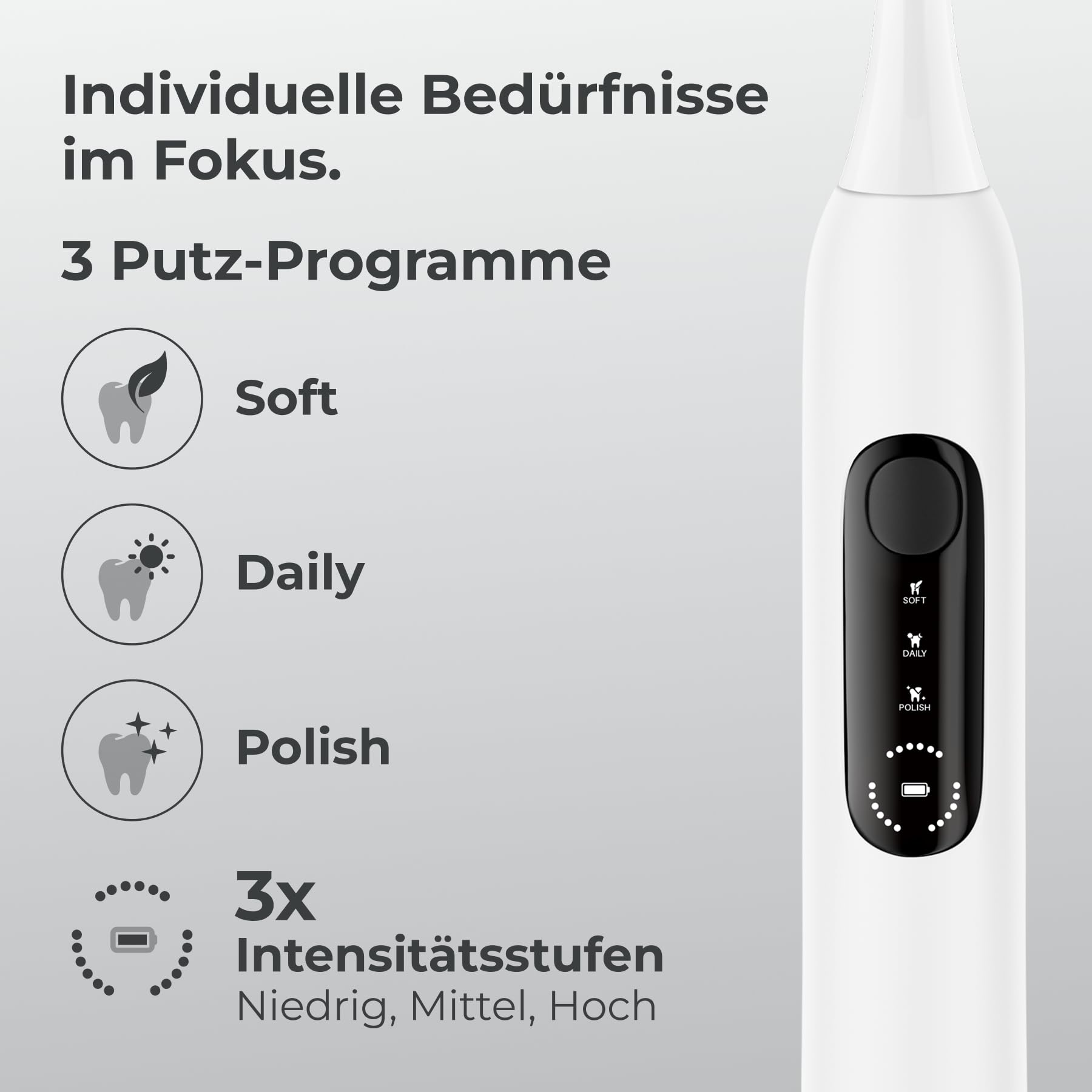 Cepillo de dientes sónico POIVES P1 Pro, cepillo de dientes eléctrico con sensor de presión para una limpieza segura, batería de 60 días, Silk White