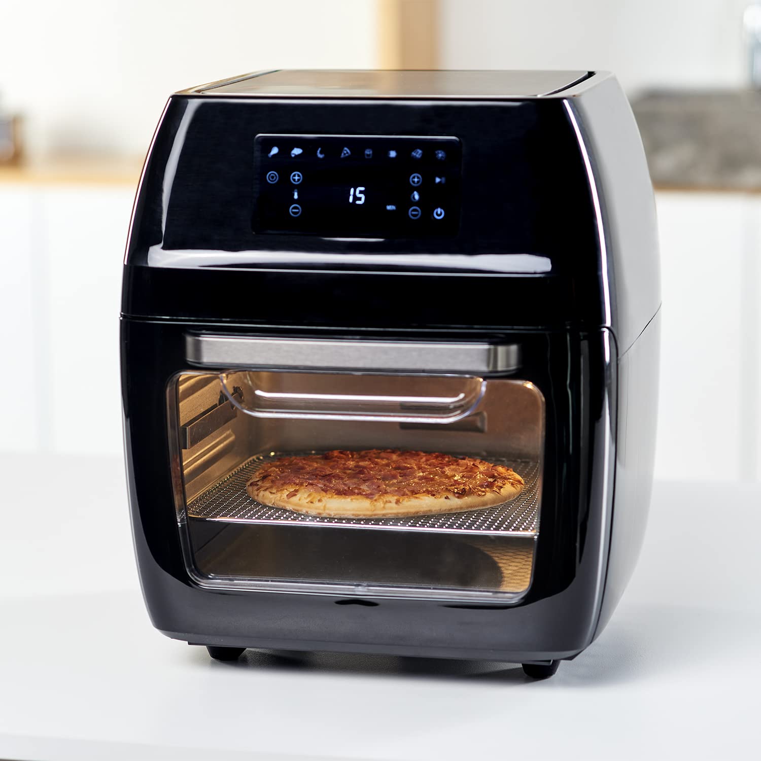 Black+Decker BXAFO1200E, Freidora de aire y horno, 1700W, 12L, temperatura regulable 40º-200ºC, 8 programas predefinidos, puerta transparente, apto lavavajillas, múltiples