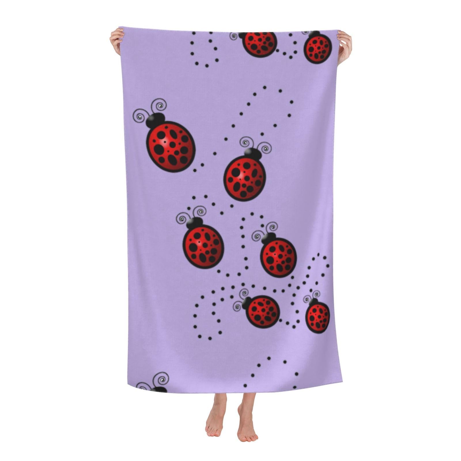 KPXXAQT Art Ladybug Tracks Print Oversized Adult Beach Towel Quick-Dry Travel Swimming Camping Outdoor Adventures