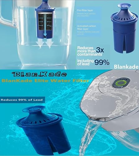 Miniatura 7 de Filtro de agua Elite (dura 6 meses), repuesto para filtro de agua y dispensadores de jarra Brita y más, eficiente de larga vida, reduce el cloro