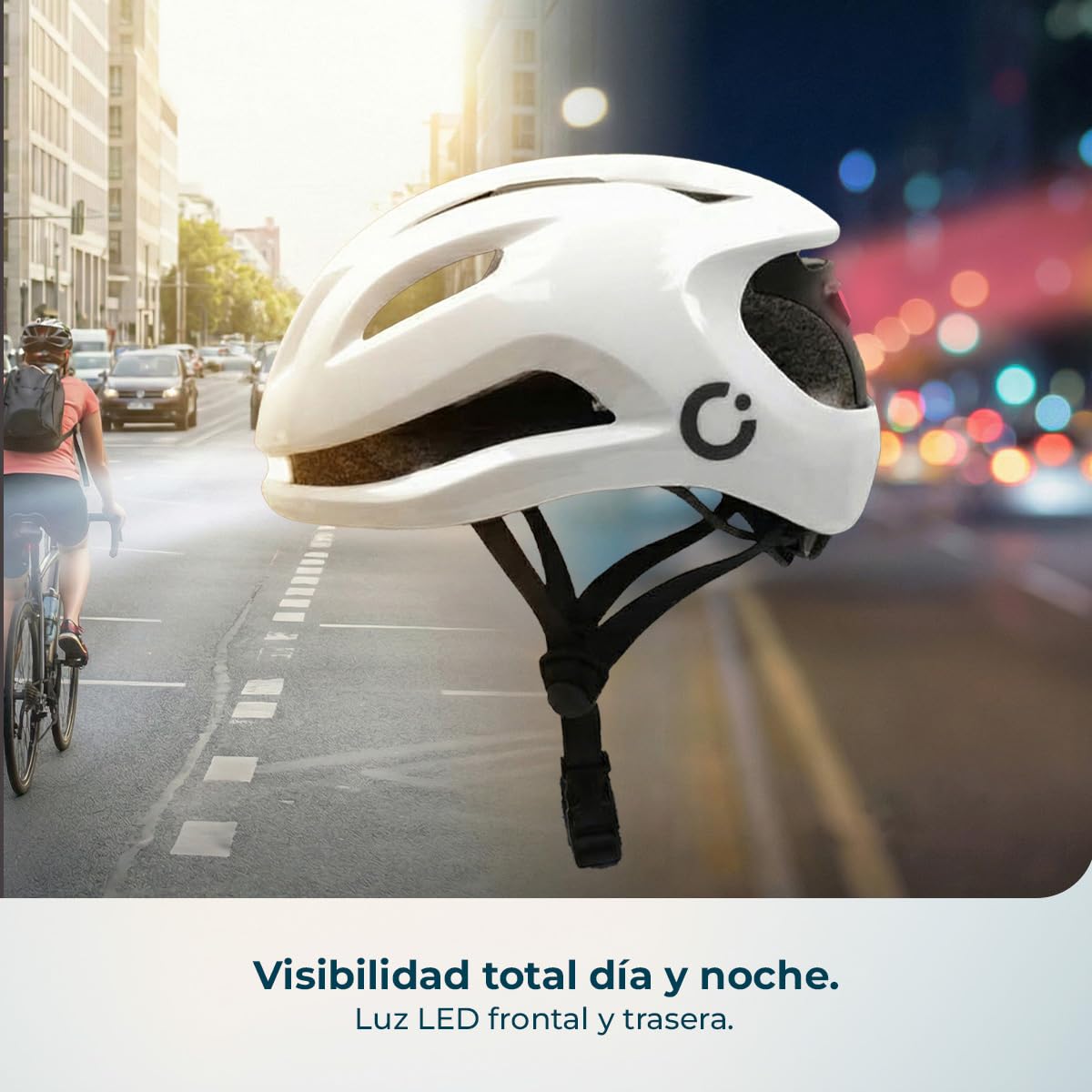 Cecotec Casco de Bicicleta Inteligente BrainGuard Pro L-XL. Luces Frontal y Trasera con Múltiples Modos, Intermitentes con Efecto Dinámico, Control Desde Manillar, Batería Recargable 800mAh