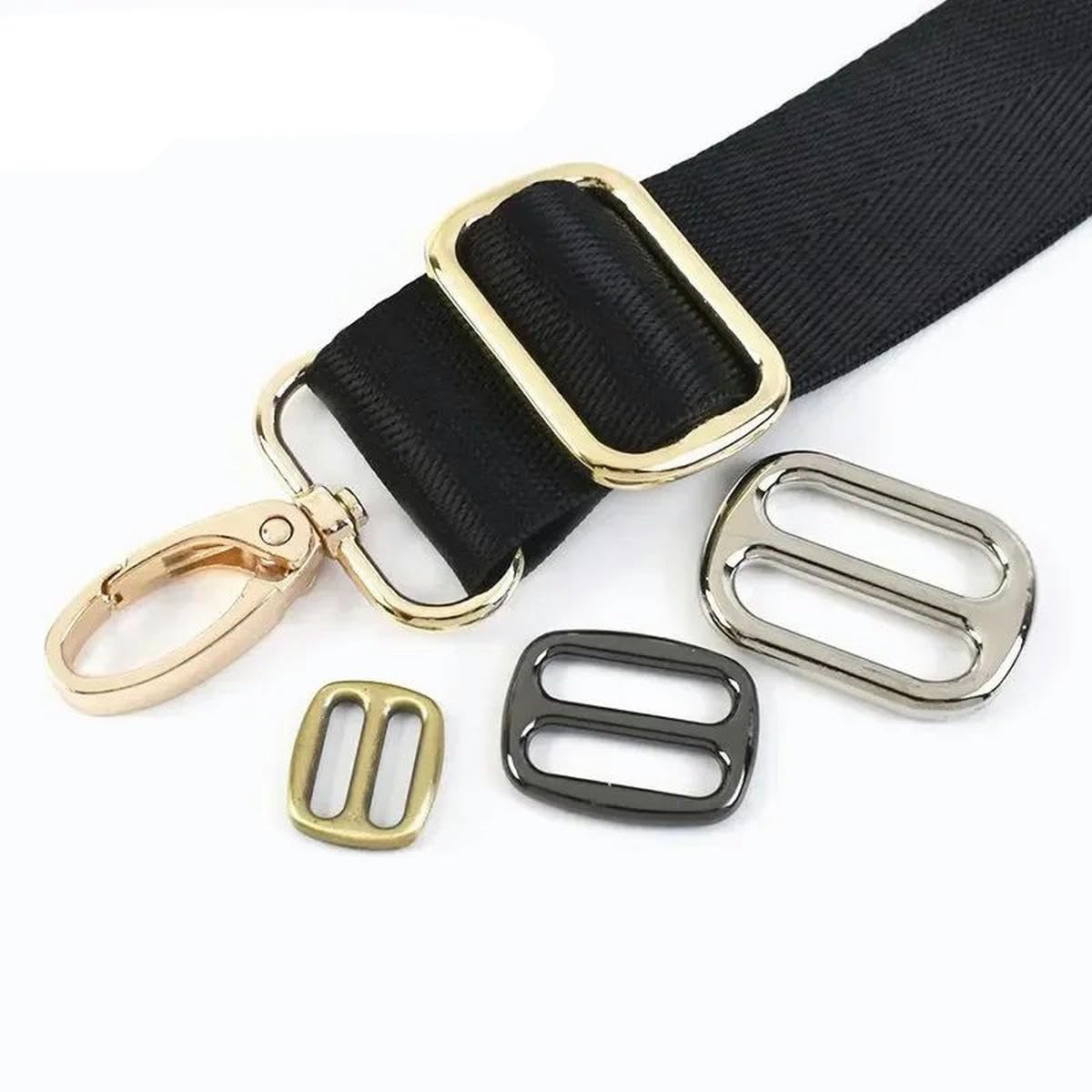Gürtelklammern, 10 Stück 12–50 mm Taschenschnallen for Gürtel, Rucksack, Metallschieber, Tri-Glide-Einsteller, Schnalle, Gurtband, Verschluss, DIY-Nähzubehör(Gunblack,38mm)