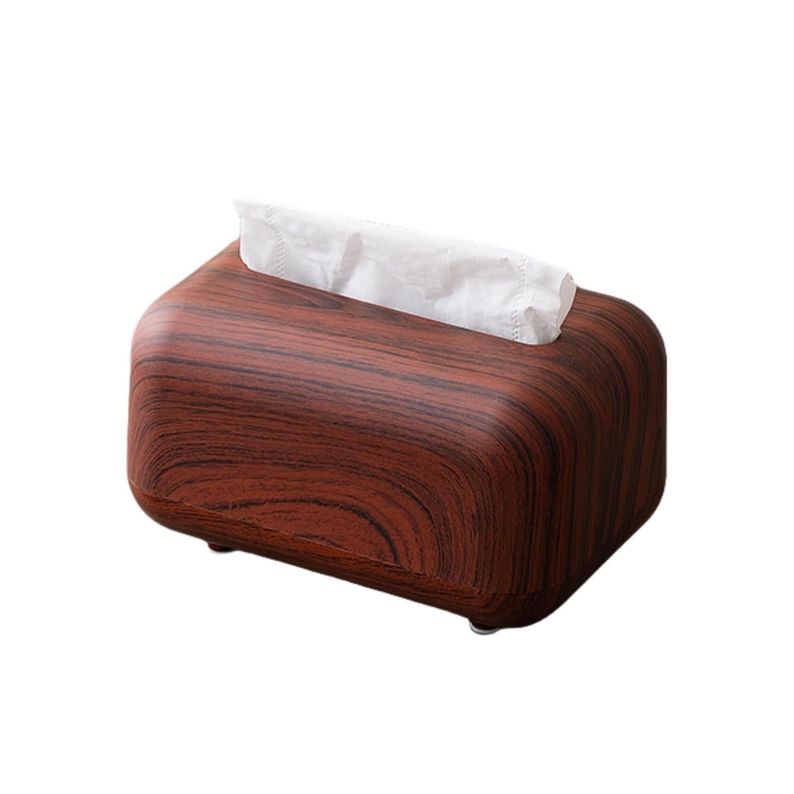 Tissue Dispenser Box Tissue Box Cover With Magnetic Spring Refined Imitation Wood Grain ABS Fabric Apartment Must Haves(Reddish Brown)