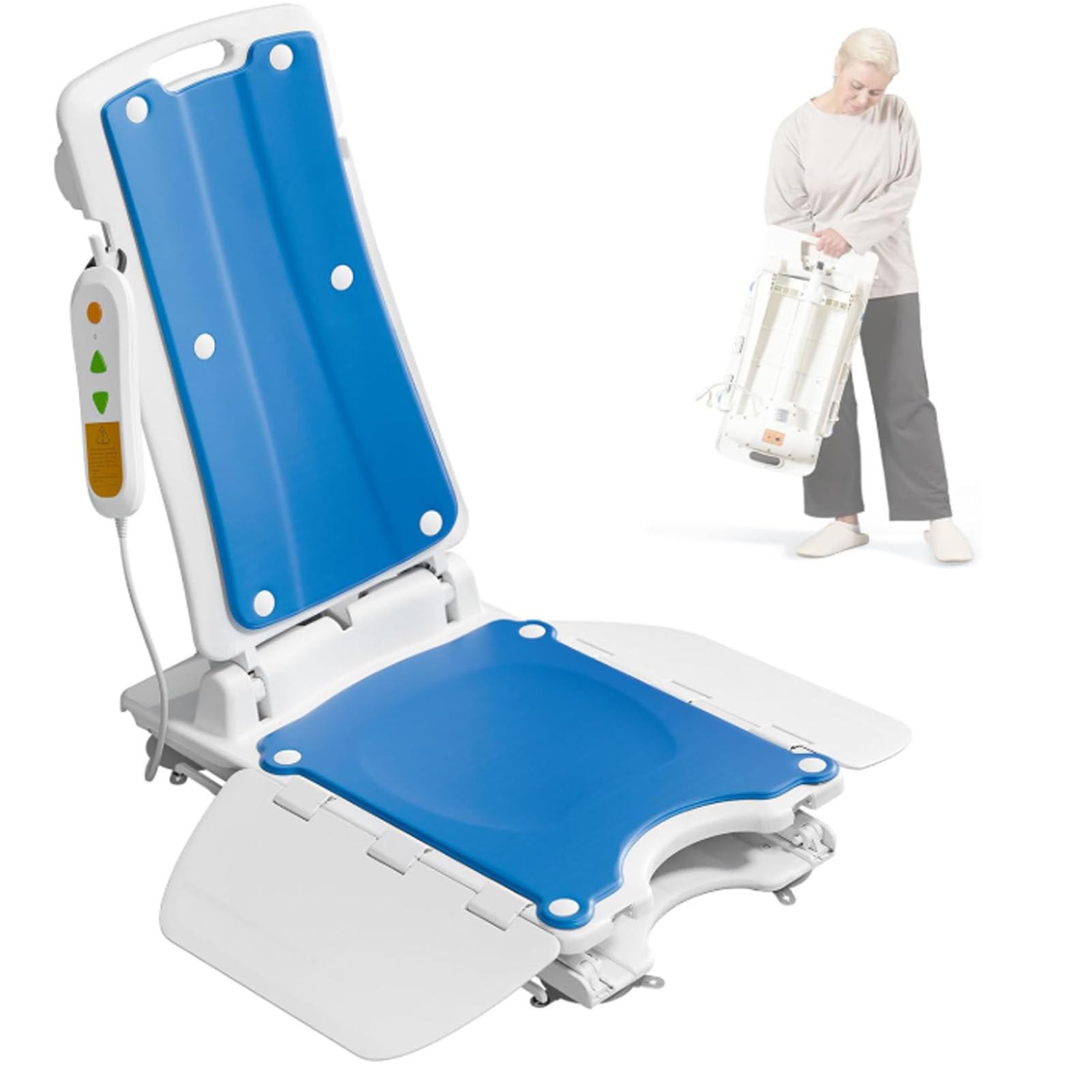 Sedia elettrica per anziani, IP68, impermeabile, pieghevole, per vasca da bagno, dispositivi di assistenza per anziani e disabili, recupero di caduta e assistenza domiciliare, supporta fino a 136 kg