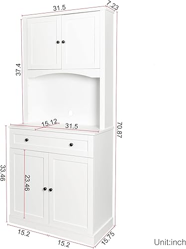Miniatura 5 de JIEJIEGAO 7087 Tall Wardrobe Cabinet with 4-Doors 1-Open Shelves and 1-Drawer for Bedroom
