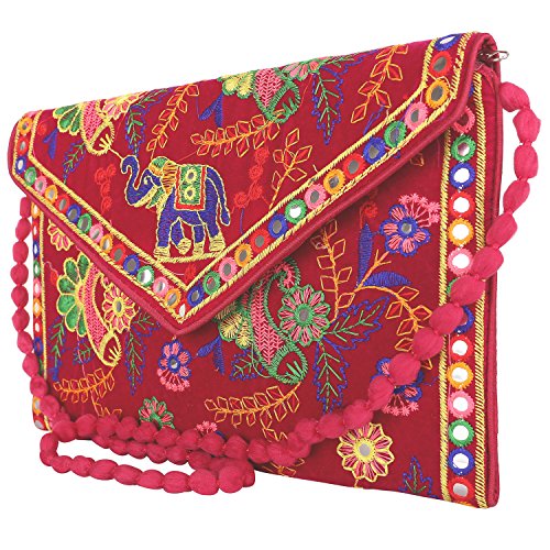 Craft Trade Clutch Bags for Women Jaipuri Rajasthani Handmade Embroidery Mirror Work Stylish Sling Bags for Women Cross Body Bags for Ladies and... - Image 3