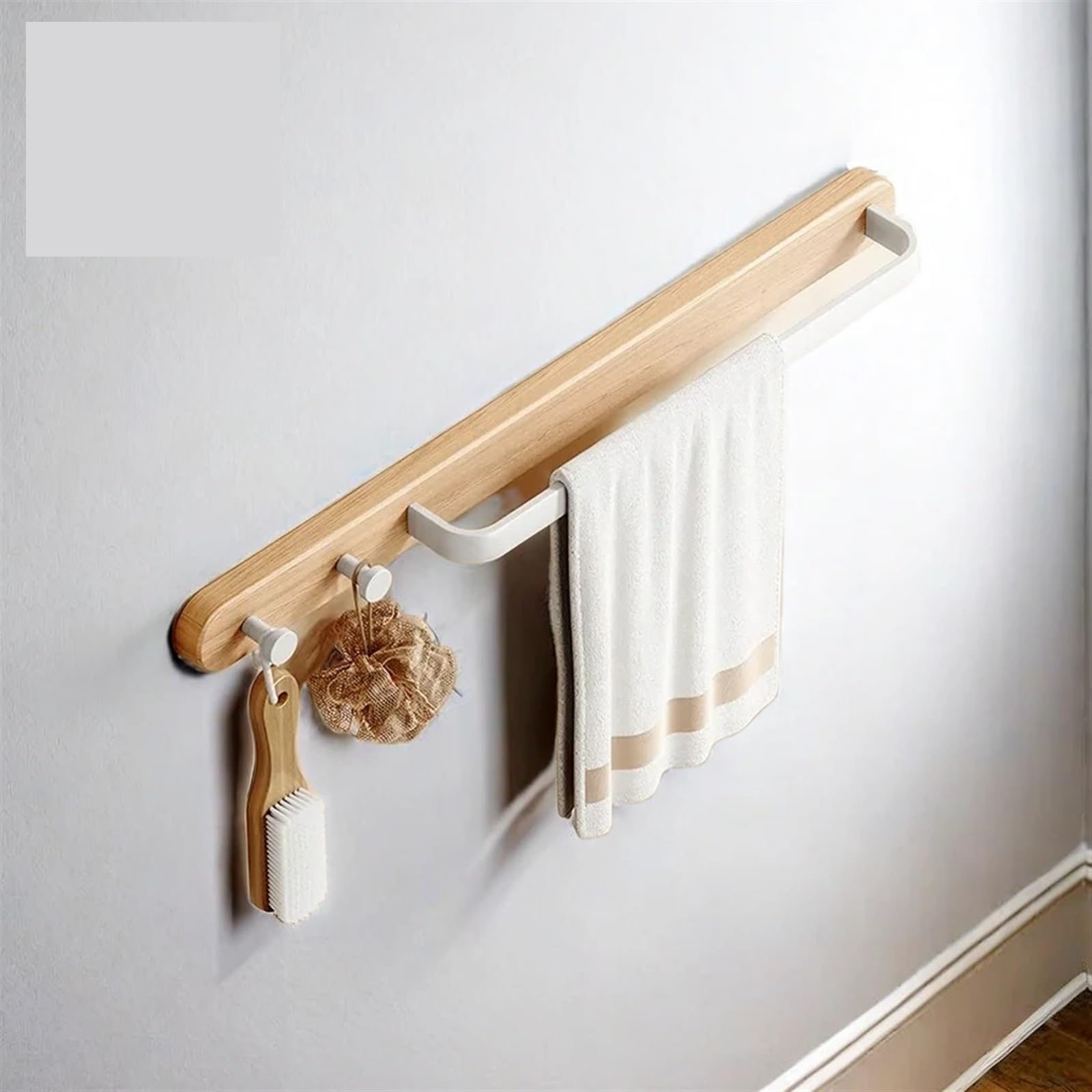 Toallero de Madera Maciza y Aluminio