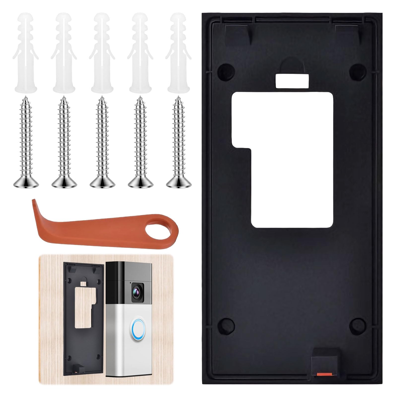Othrion Doorbell Mount No Drill For Ring For New Battery Video Doorbell (2024 Release),Replacement D oorbell Bracket Backplate Kit,D oorbell Adhesive Mount For Ring For Houses,Apartments,Office