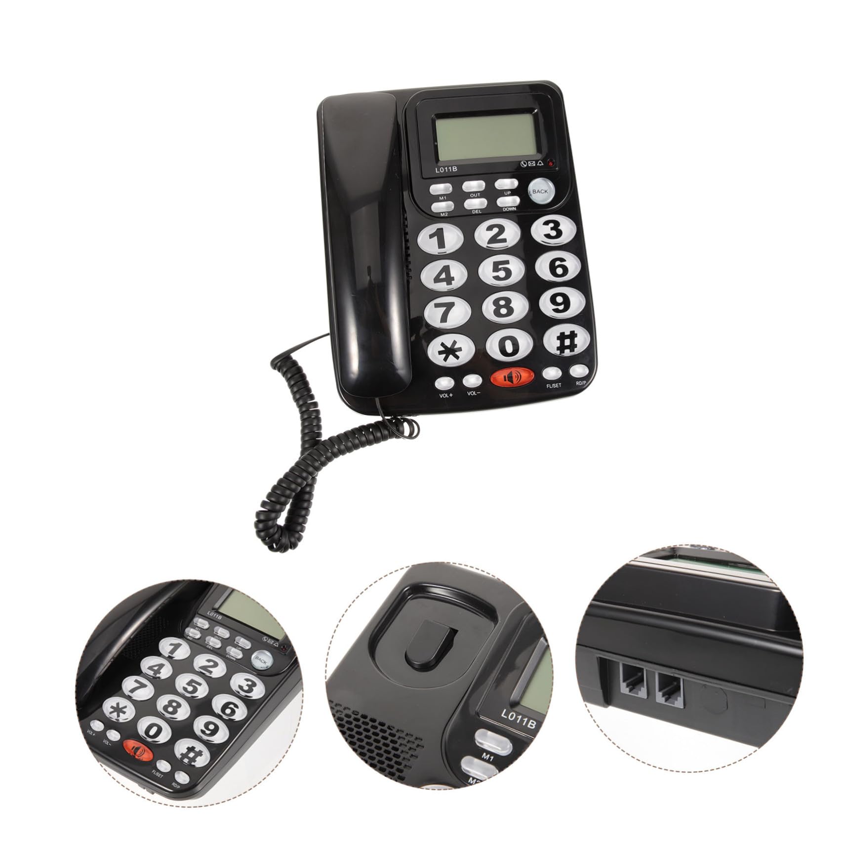 iplusmile Telefono Fisso da Scrivania Rj11 Tasti Grandi, Nero