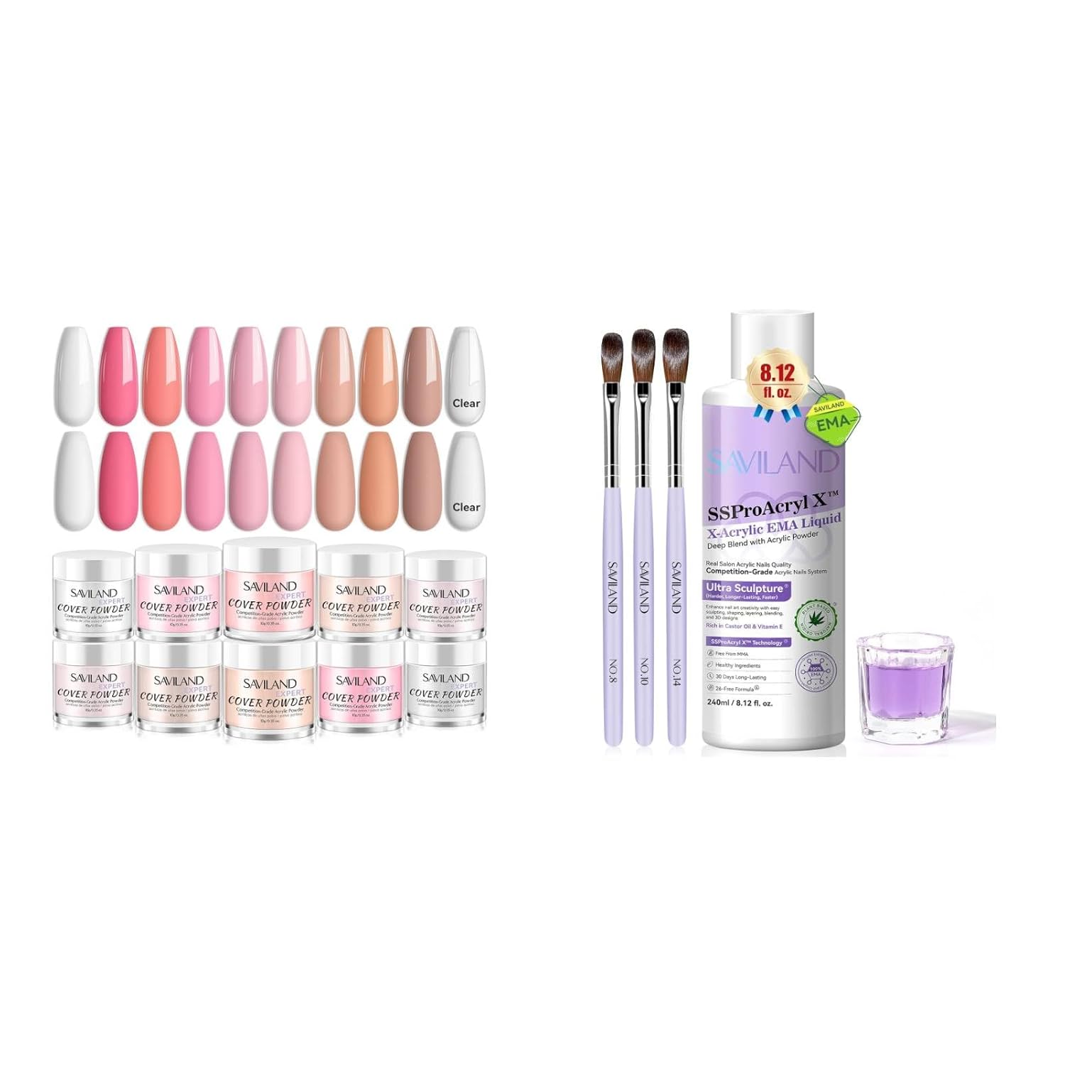 SAVILAND 8OZ EMA Monomer Acrylic Nail Liquid with Acrylic Powder Set