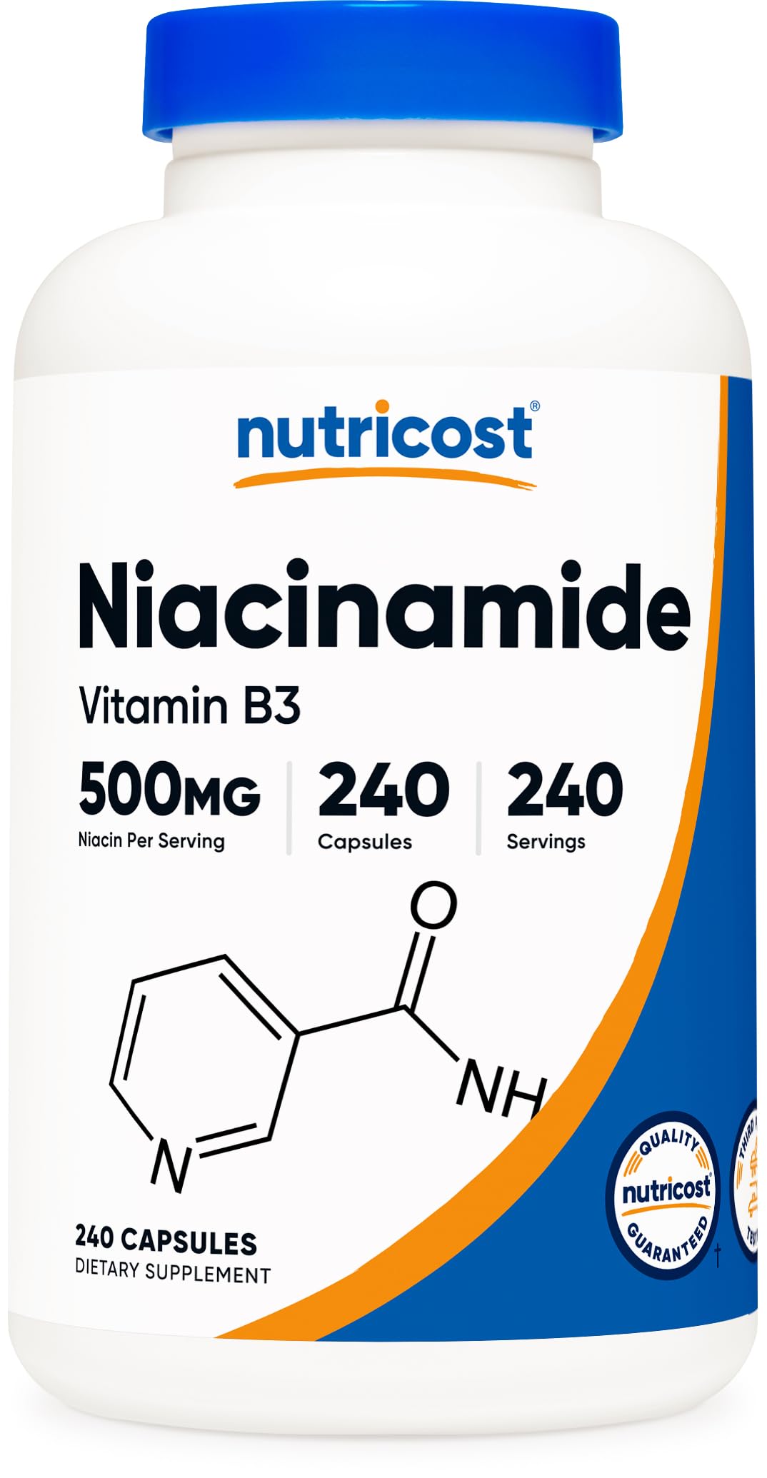 Nutricost Niacinamide (Vitamin B3) 500mg, 240 Capsules, Flush Free 240 Count (Pack of 1)