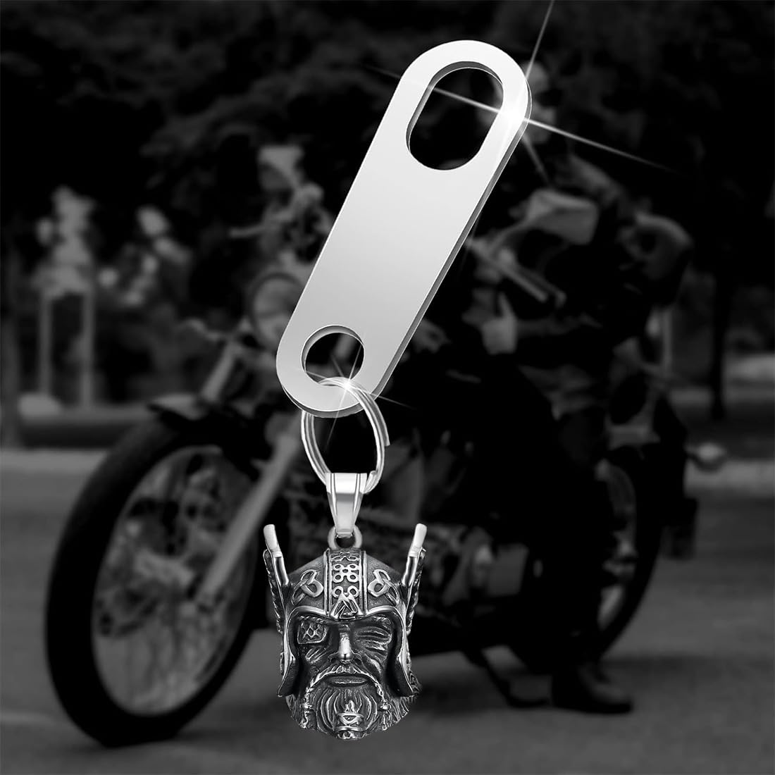 Clochette Protectrice Moto Guardian Ride Bell, Clochette Moto Guerrier Viking Mythologie Nordique Noeud Celtique Accessoire pour Moto pour la Protection des Motards