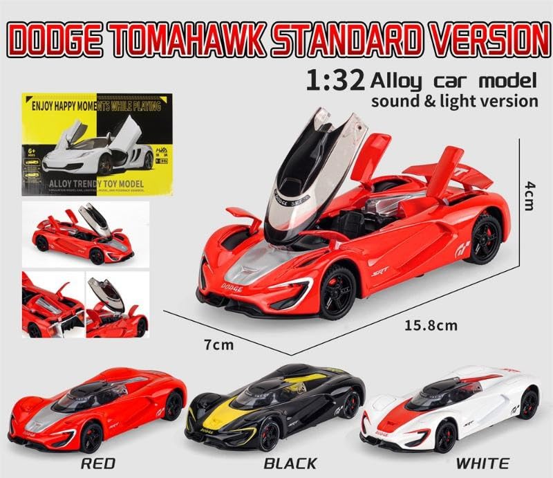 Image of Sky Tech Dodge SRT Tomahawk Sport CAR Model Car 1:32 Scale Exclusive Alloy Metal Pull Back Die-cast Car Toy with Openable Doors & Light Music Boys Toys for Kids【Colors as Per Stock】