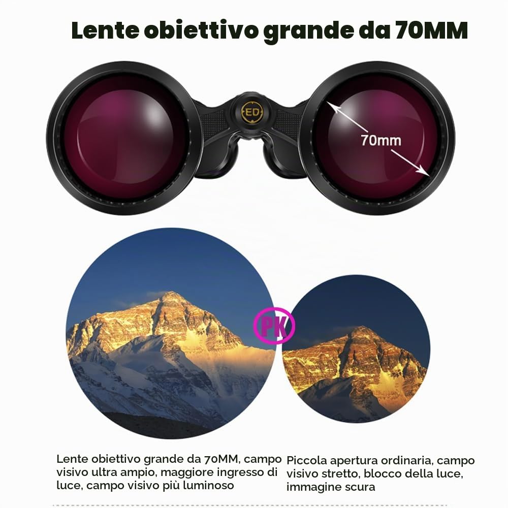 25-75X70 Binocolo ad Alto Ingrandimento HD Professionale Zoom Telescopio Caccia Esterna Binocolo Ad Alta Potenza per Bird Watching e Guardare Luna