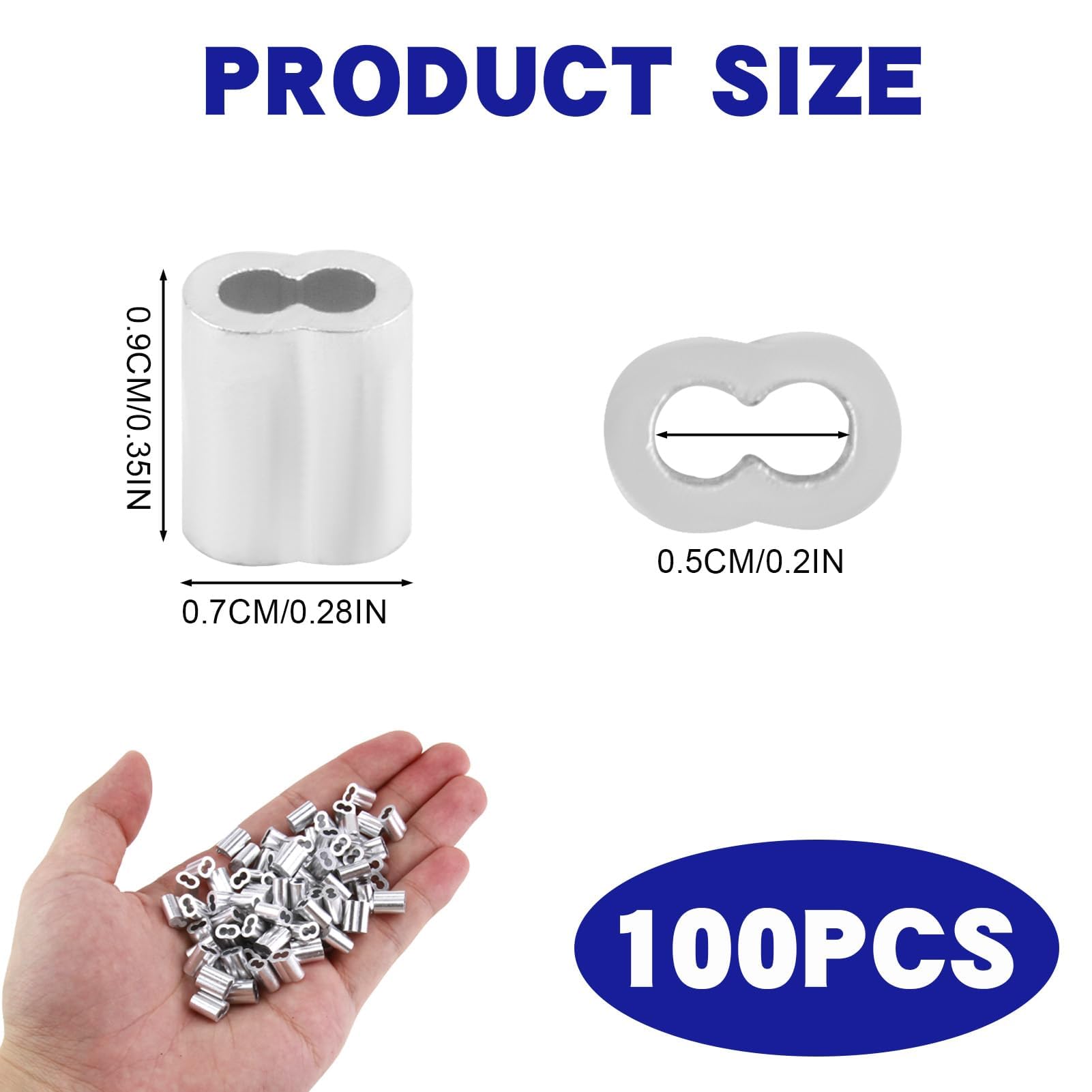 400 Morsetti In Alluminio M2 Per Cavi - Per Funi Da 2mm, Ghiere Per Sollevamento E Fissaggio - Foto 4