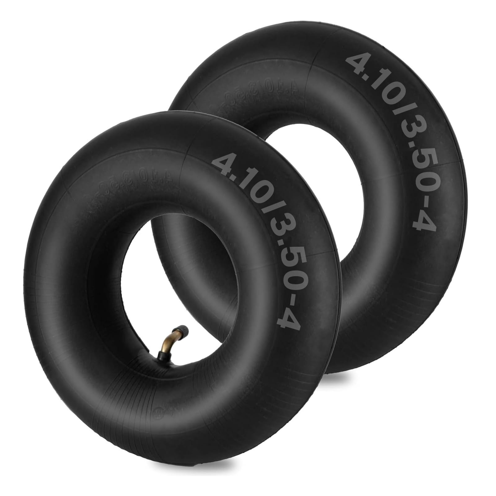 4.10/3.50-4" Camere d'aria, 2 Pezzi Heavy Duty 4.10 3.50-4/410/350-4 con Staffa Valvola Curva per Carrelli, Tagliatulle, Trasportatori Manuali, Carrelli 4", Trattori, Golf Cart