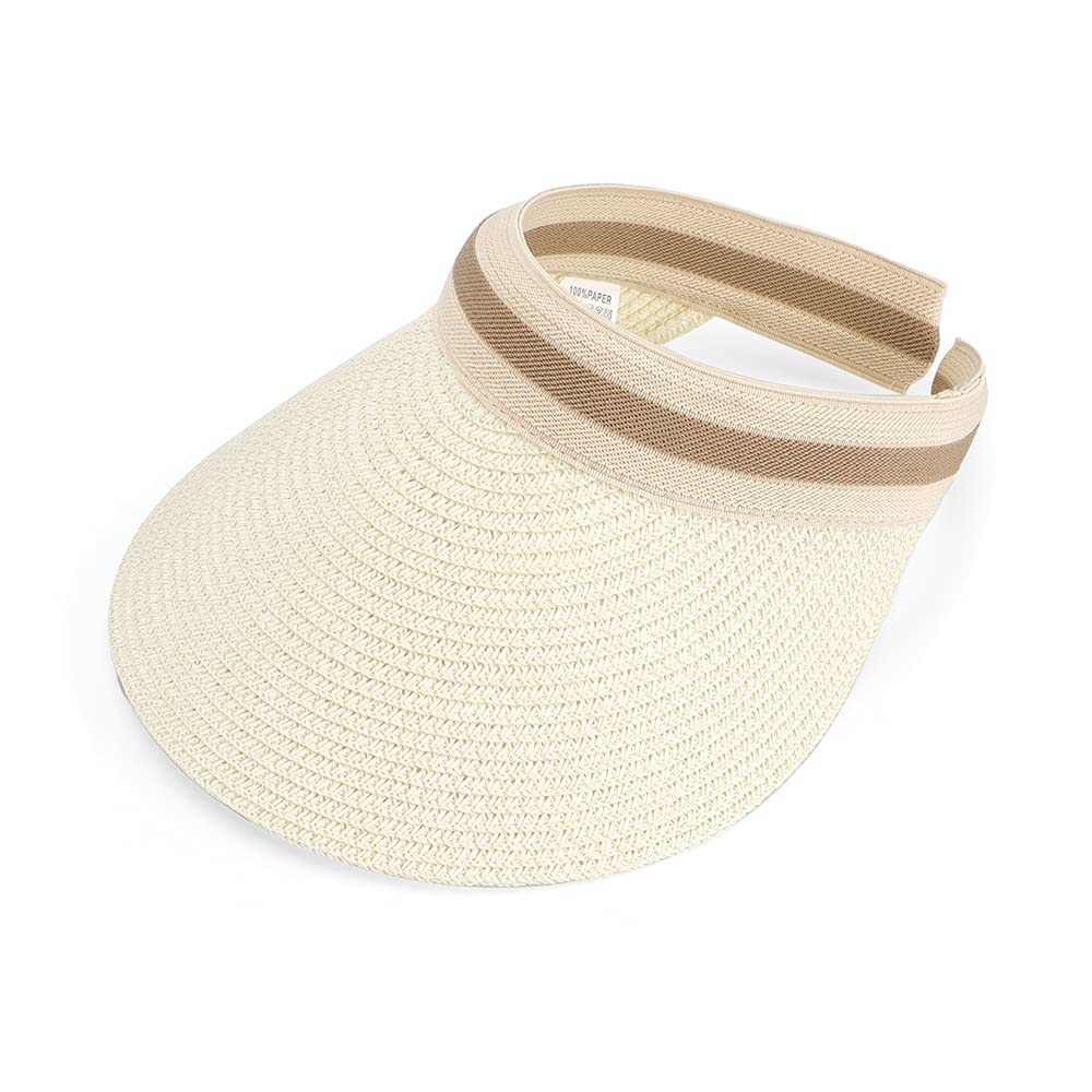 Photo 1 of MK MATT KEELY Women's Visor Summer Lady Sun Hat Wide Brim Straw Cap White