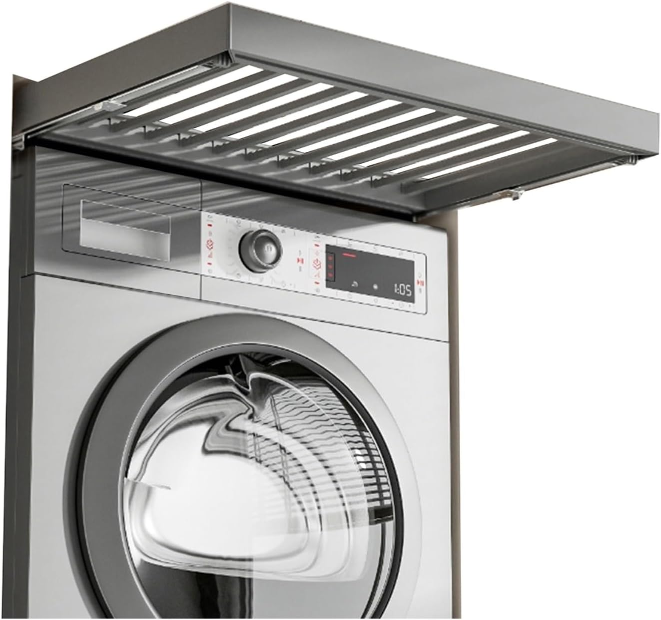 Above Washing Machine Drying Rack,Aluminium Alloy Hidden Pull Out Trouser Rack,Home Extendable Hanger,Load 30Kg,Depth 480mm-Width 560-610mm